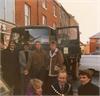 PRESENTING THE TRUCKS TO THE CHARITY REPRESENTATIVES IN THE FOREGROUND, WITH THE MAYOR CHRIS CORK. WITH L TO R. ROD PALMER, BARRY HOLDEN, GERALD TURNER, DARREN TURNER,LIVE AID ORGANISERS BEHIND