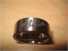 Heavy white metal ring designed and engraved signature by Lemmy of Motorhead