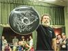 Little Bruv Paul with the Queen bass drum head signed by Roger Taylor